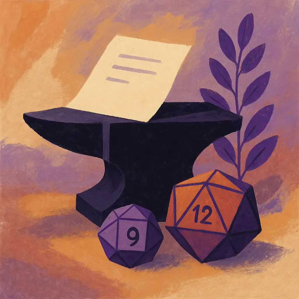 painterly image of an anvil with a sheet atop it